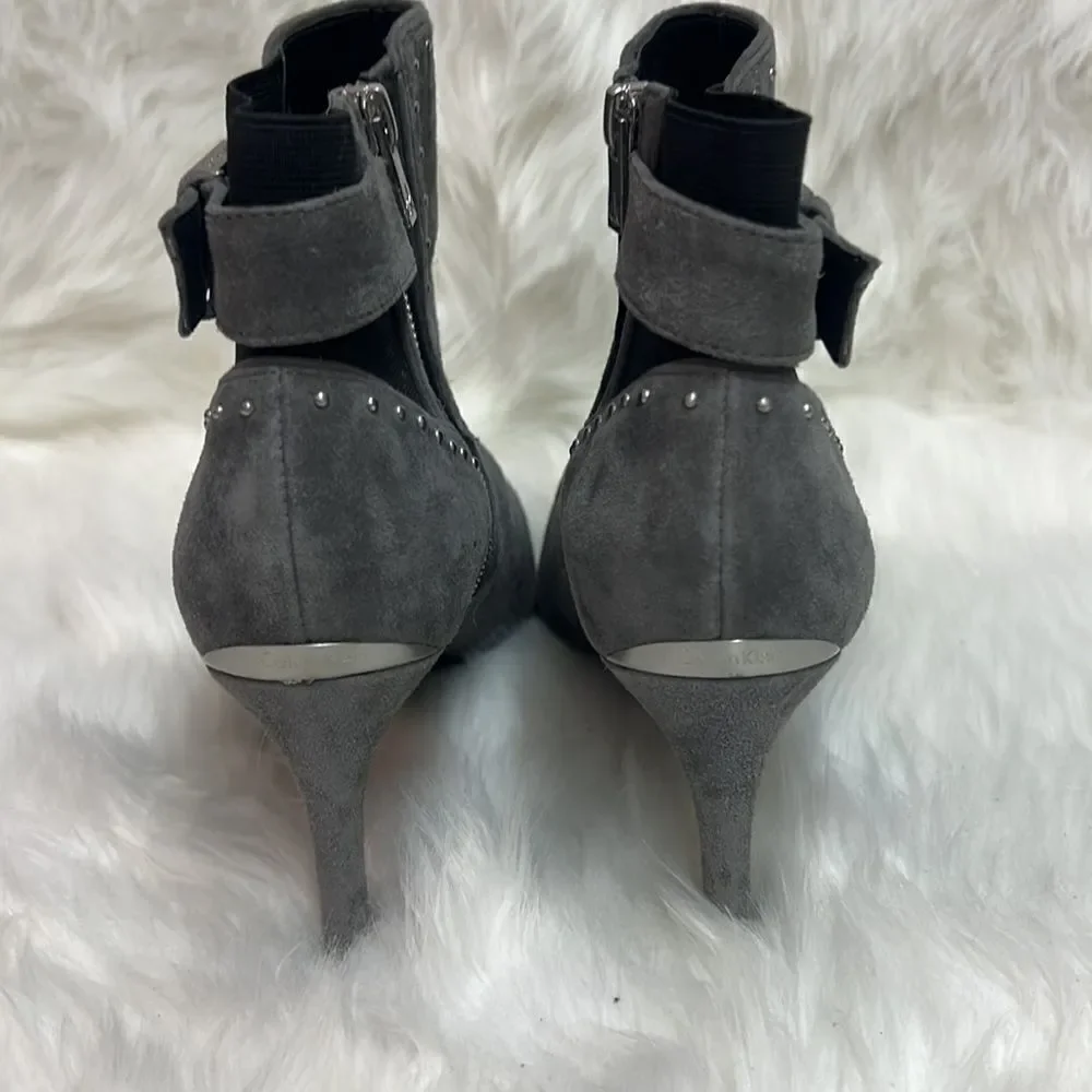 Calvin Klein grey‎ Jozie heeled booties Size 9.5 Bin 15
